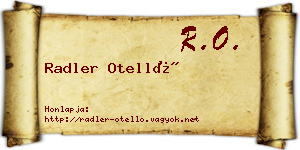 Radler Otelló névjegykártya